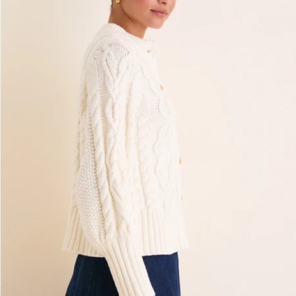 Tuckernuck Cream Cable-Knit Colette Cardigan Sweater - Picture 2 of 4